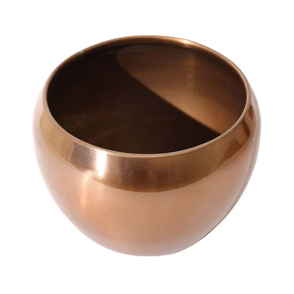 Classic Rose Gold Resilient Metal Plant Pot Set Of 1 Single Piece