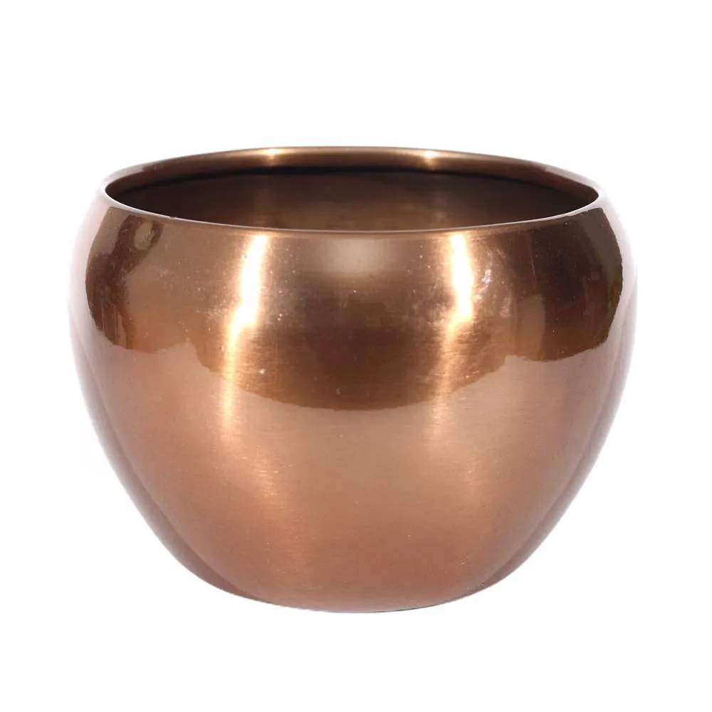 Classic Rose Gold Resilient Metal Plant Pot Set Of 1 Single Piece