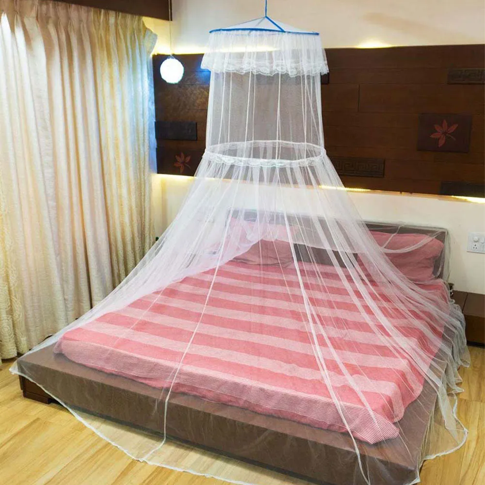 Classic Round Ceiling Hanging Bed White Polyester Mosquito Net