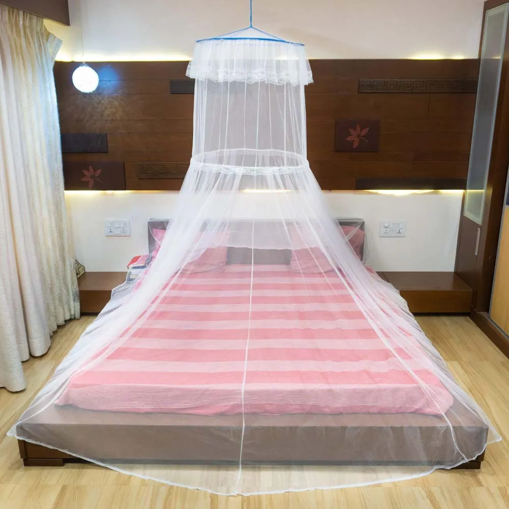 Classic Round Ceiling Hanging Bed White Polyester Mosquito Net