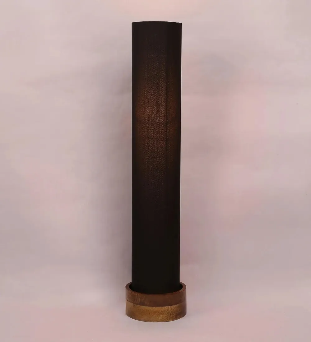 Classic Round Cotton & Natural Wood Floor Lamp Red