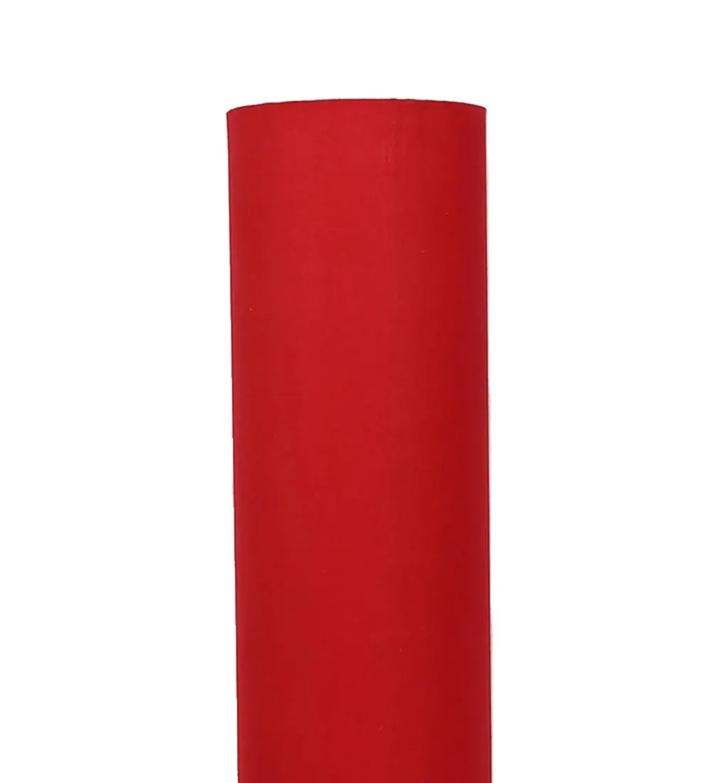 Classic Round Cotton & Natural Wood Floor Lamp Red