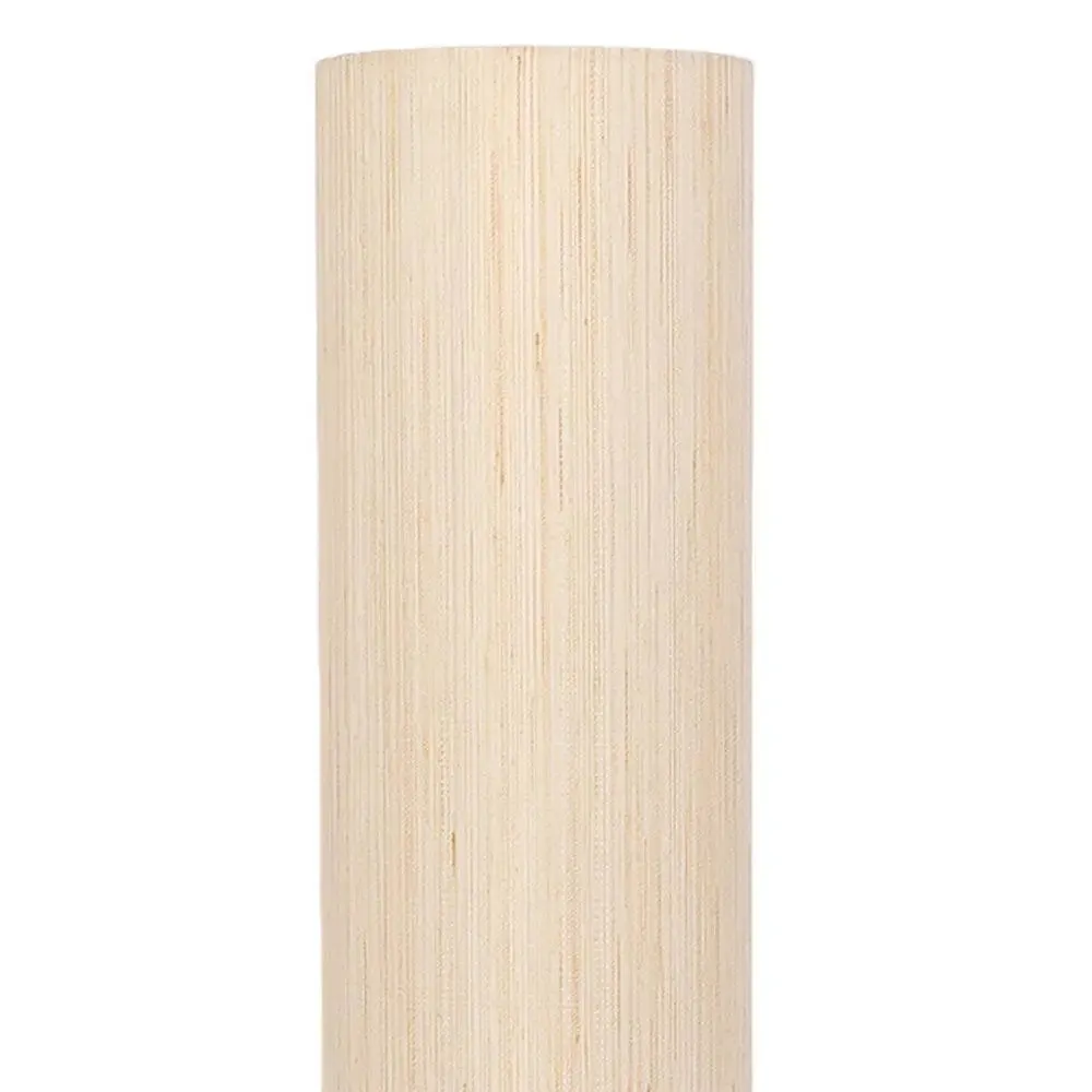 Classic Round Cotton & Natural Wood Floor Lamp Red