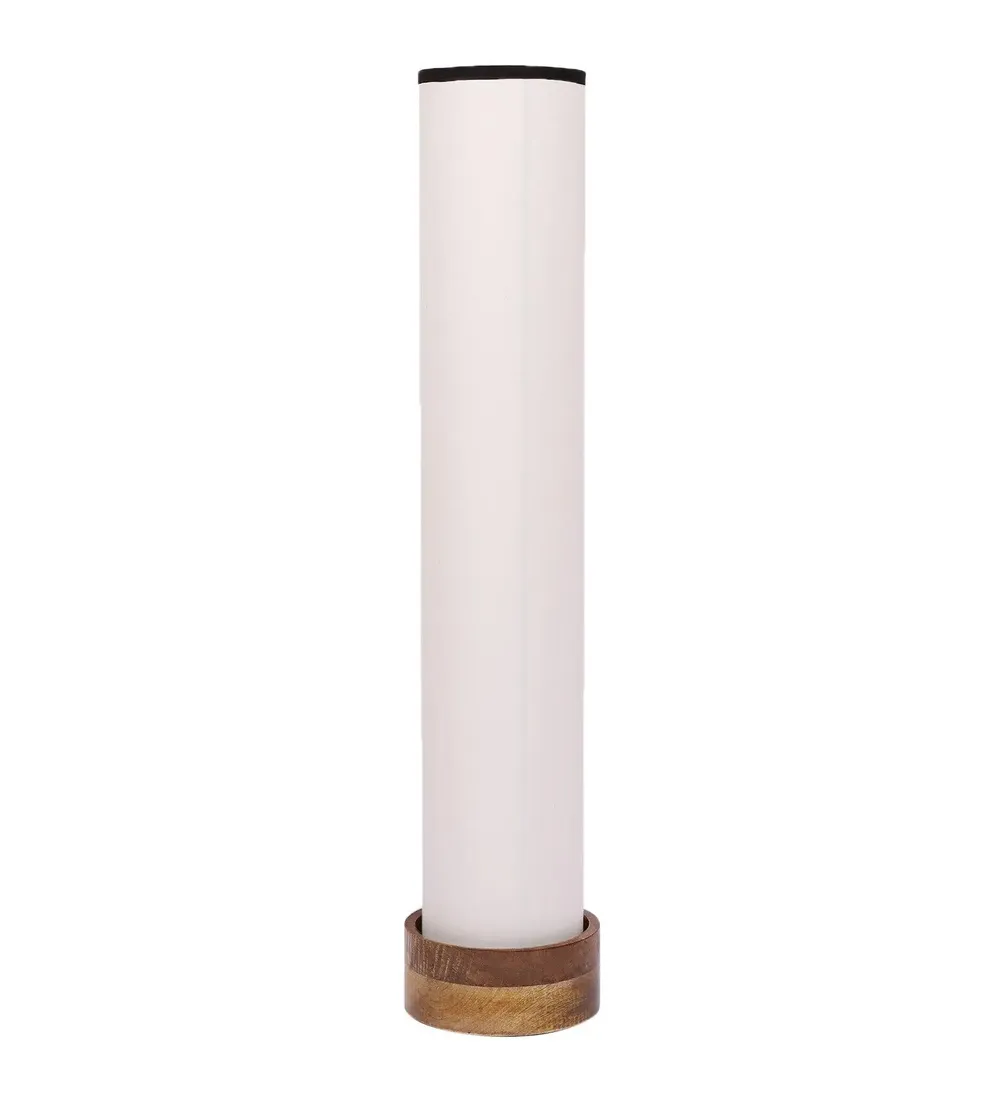 Classic Round Cotton & Natural Wood Floor Lamp Red