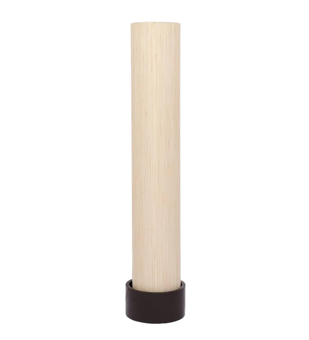 Classic Round Cotton & Natural Wood Floor Lamp Red