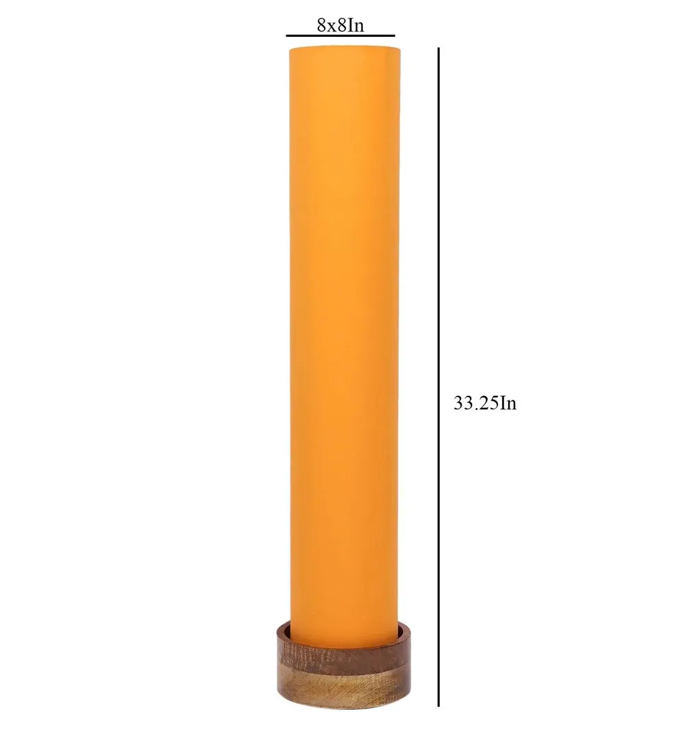 Classic Round Cotton & Natural Wood Floor Lamp Red