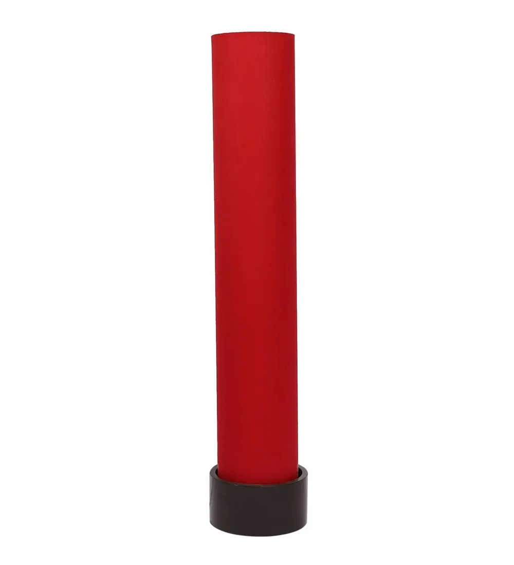 Classic Round Cotton & Natural Wood Floor Lamp Red