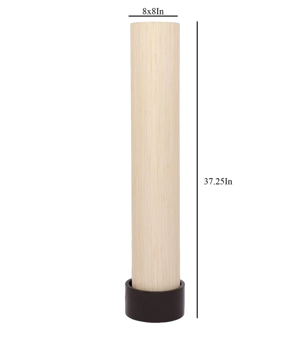 Classic Round Cotton & Natural Wood Floor Lamp Red