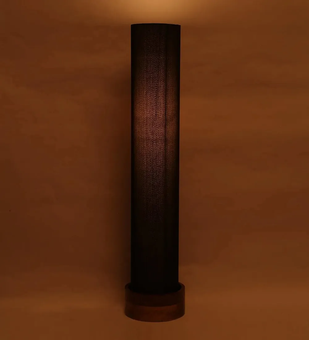 Classic Round Cotton & Natural Wood Floor Lamp Red