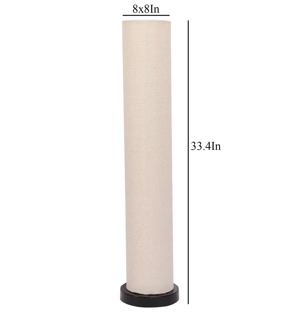 Classic Round Jute Floor Lamp With Wooden Base White