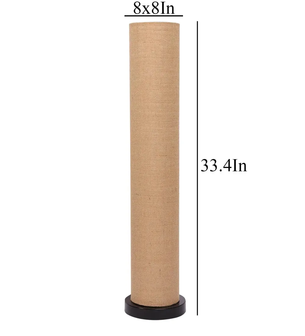 Classic Round Jute Floor Lamp With Wooden Base White