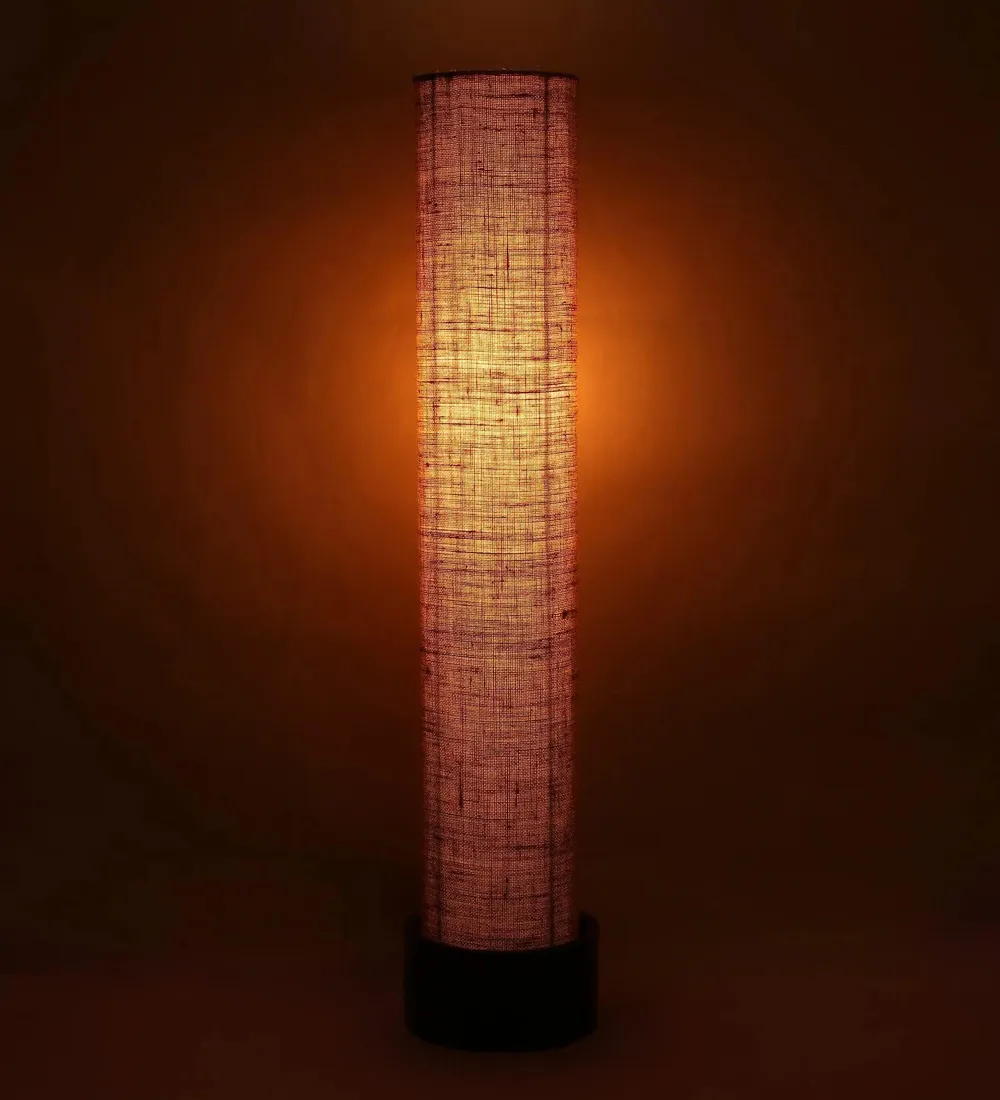 Classic Round Jute & Natural Wood Floor Lamp White