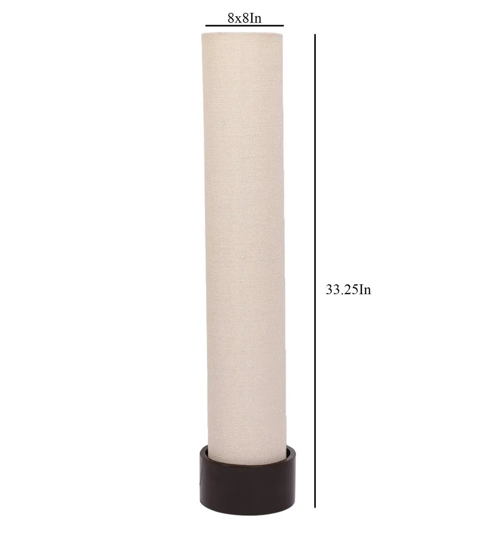 Classic Round Jute & Natural Wood Floor Lamp White