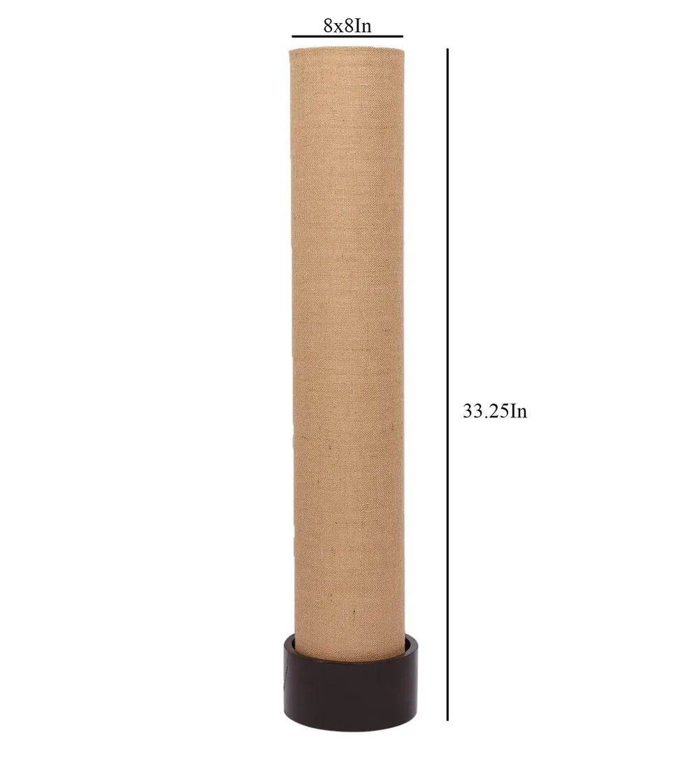 Classic Round Jute & Natural Wood Floor Lamp White
