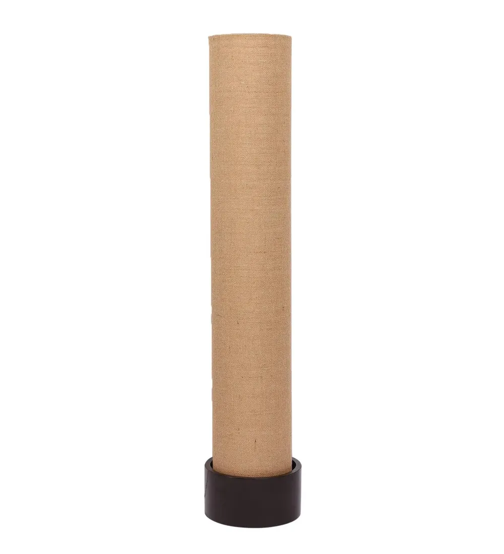 Classic Round Jute & Natural Wood Floor Lamp White