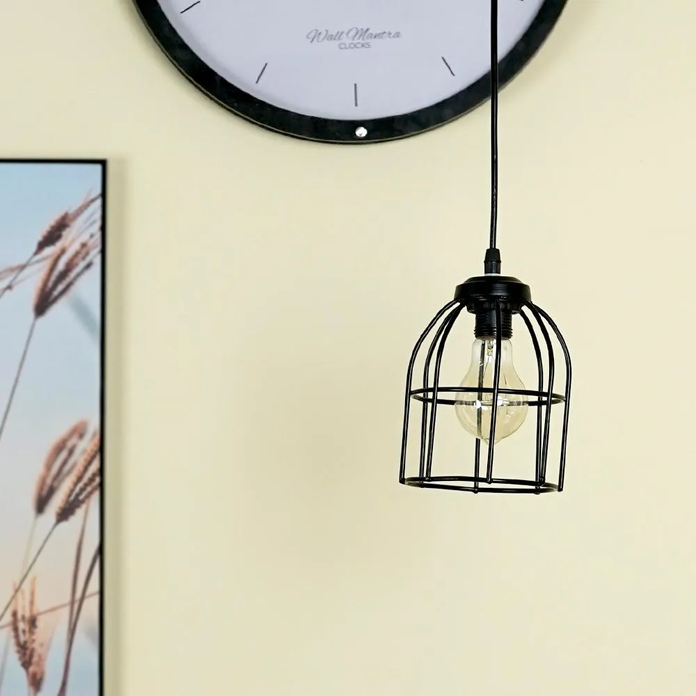 Classic Royal Black Metal Cage Antique Hanging Lamp