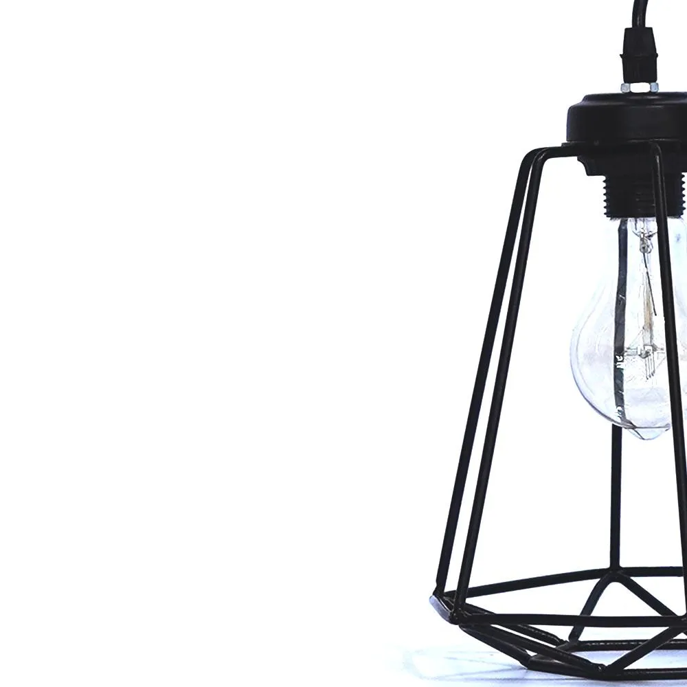 Classic Royal Black Metal Cage Antique Hanging Lamp