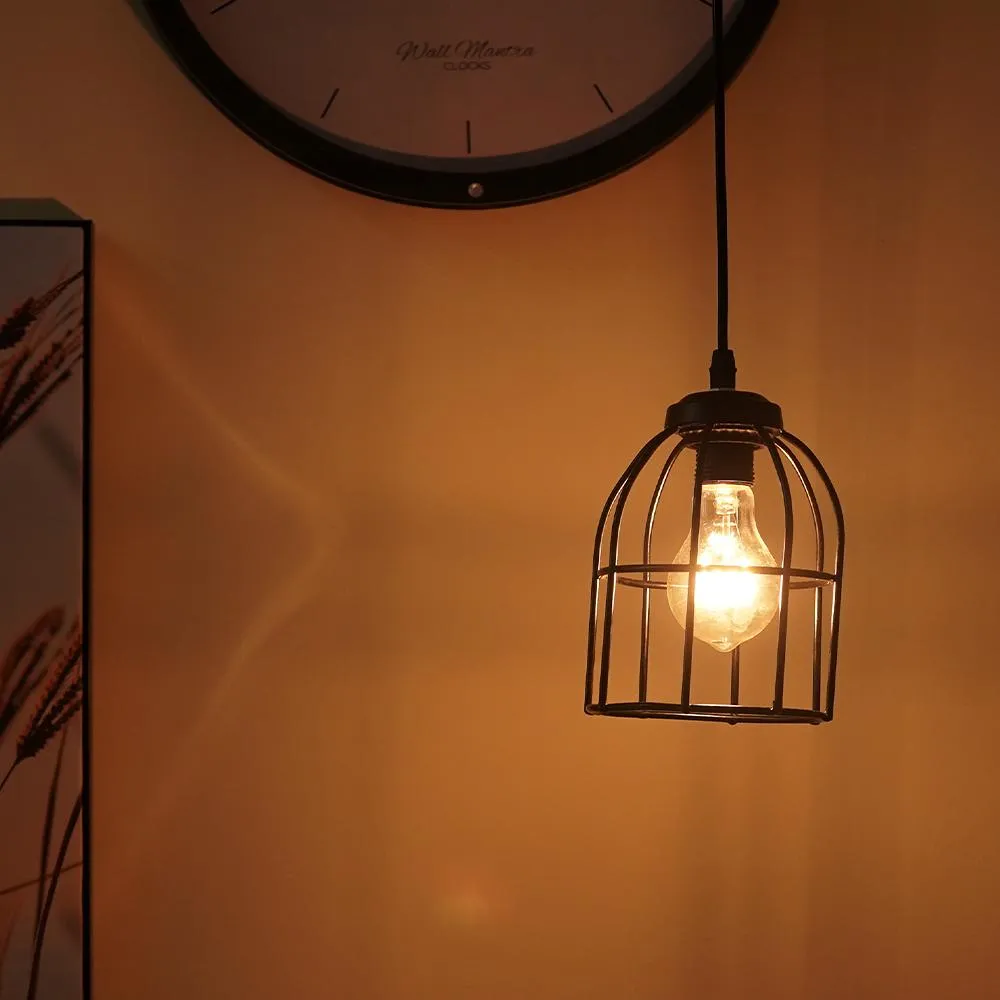 Classic Royal Black Metal Cage Antique Hanging Lamp
