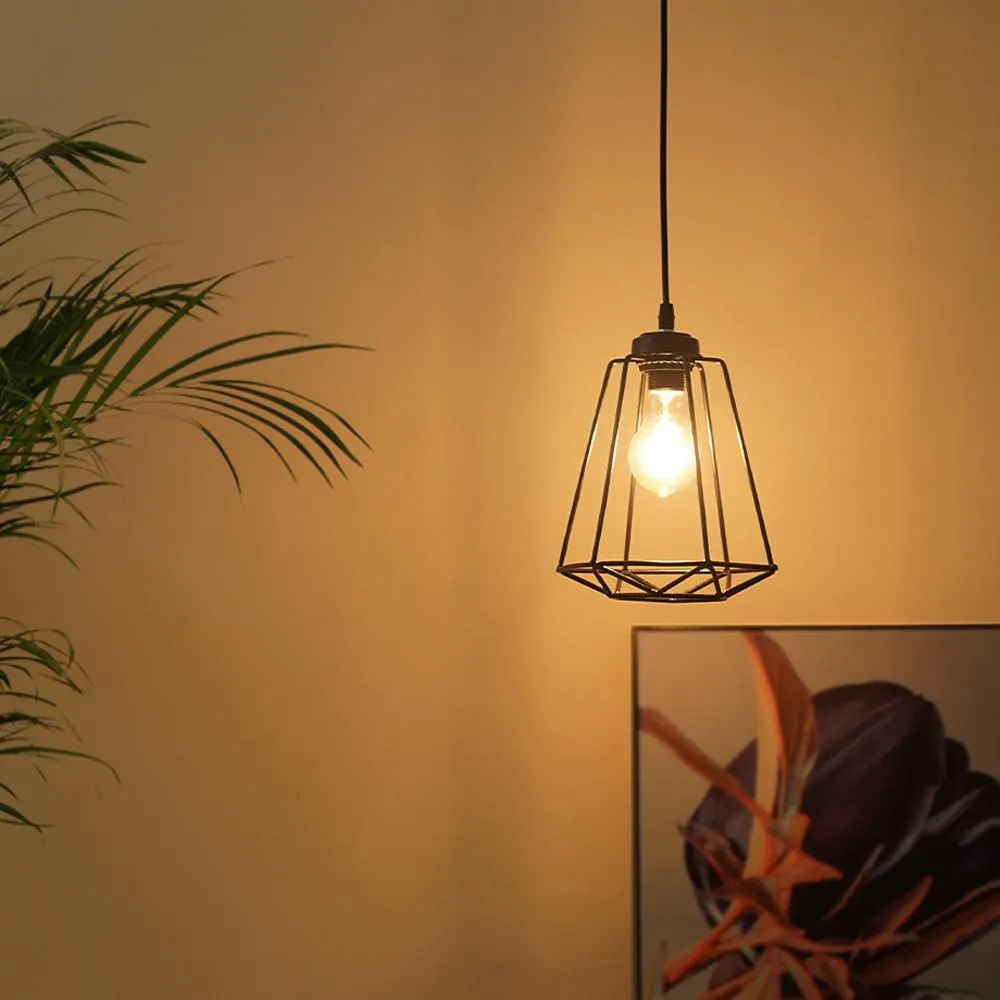 Classic Royal Black Metal Cage Antique Hanging Lamp