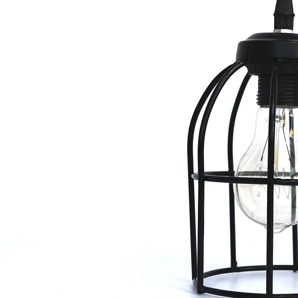 Classic Royal Black Metal Cage Antique Hanging Lamp