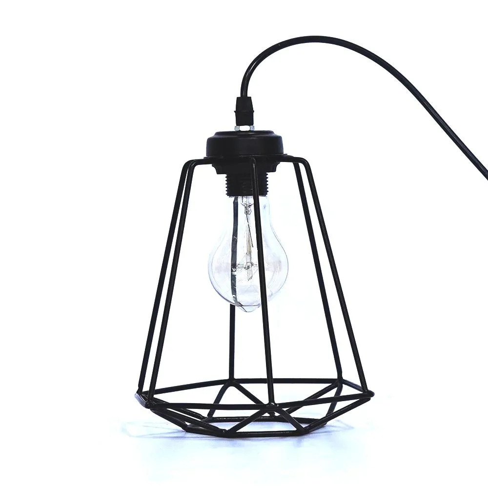 Classic Royal Black Metal Cage Antique Hanging Lamp