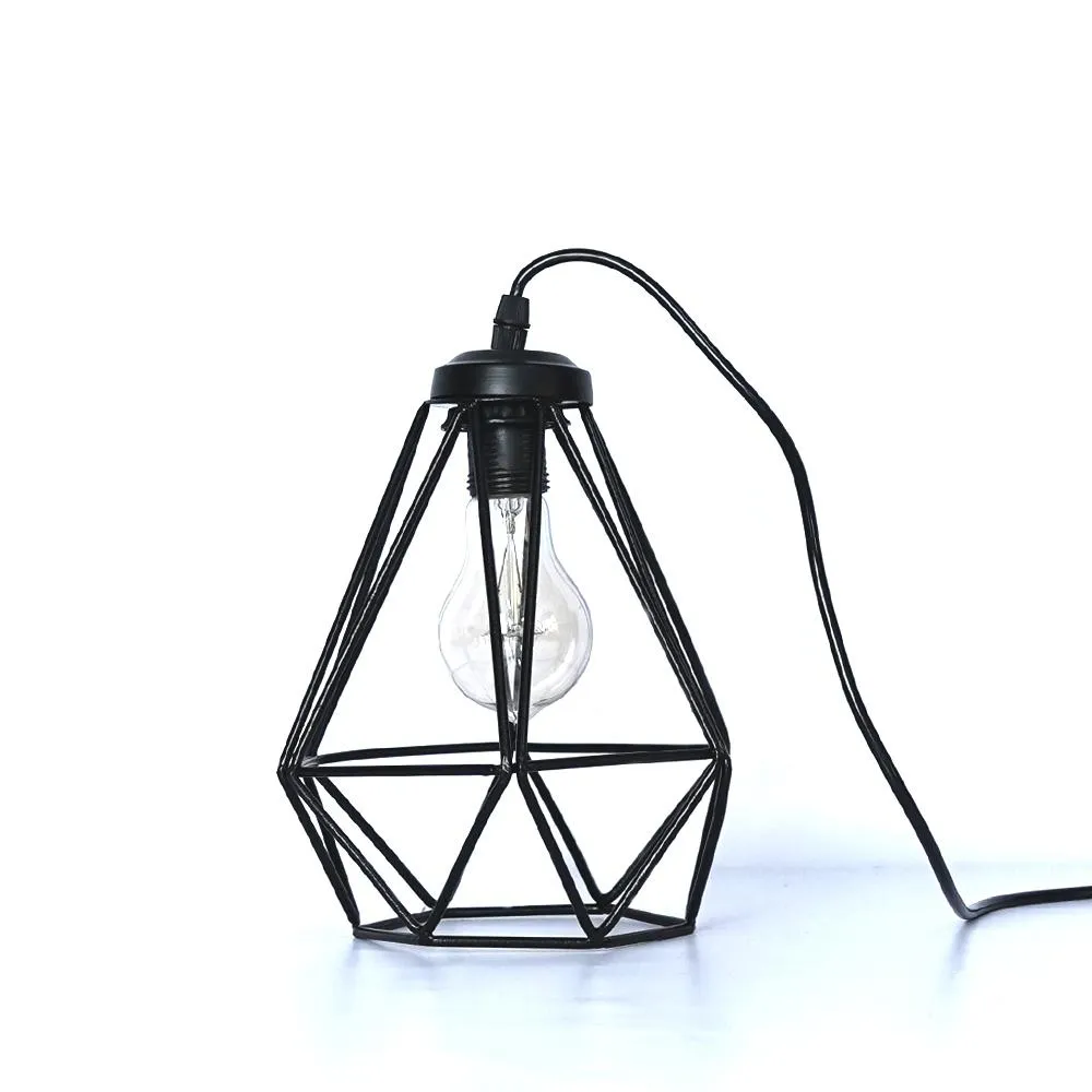 Classic Royal Black Metal Diamond Shaped Hanging Lamp