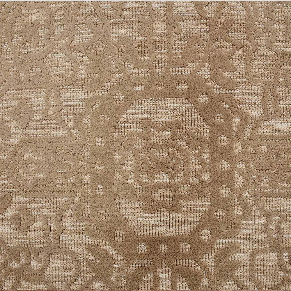 Classic Solid Beige Traditional Print Polyester Carpet 2X5