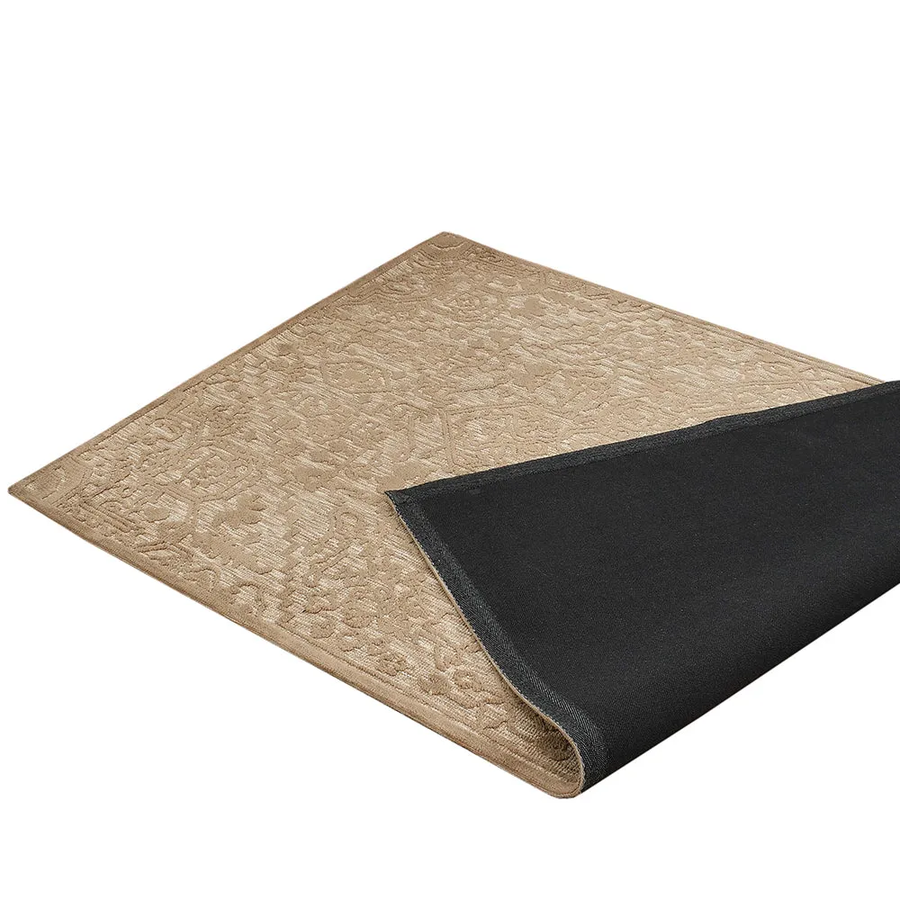 Classic Solid Beige Traditional Print Polyester Carpet 2X5