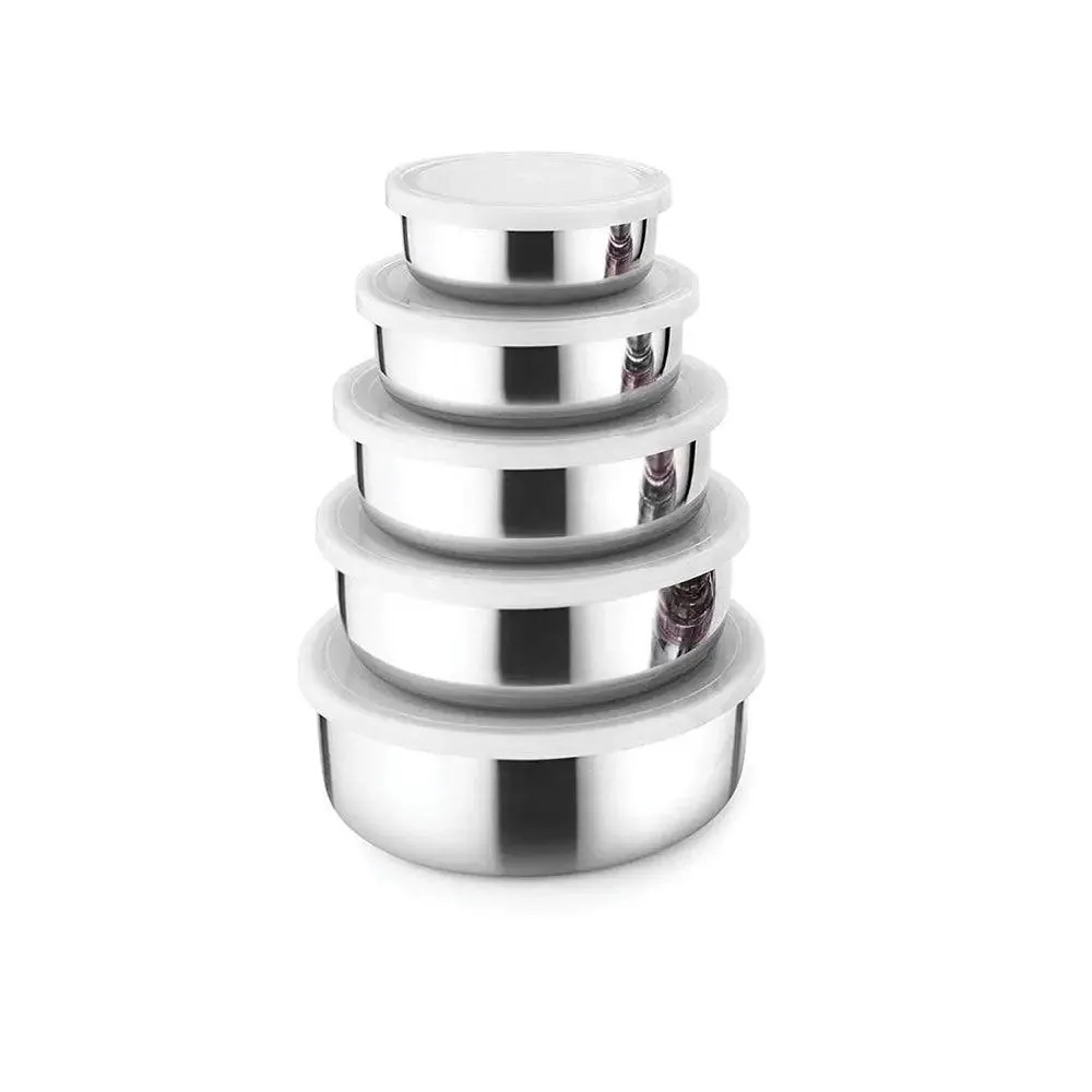 Classic Stainless Steel Kitchen Storage Containers With Lid Set Of 5