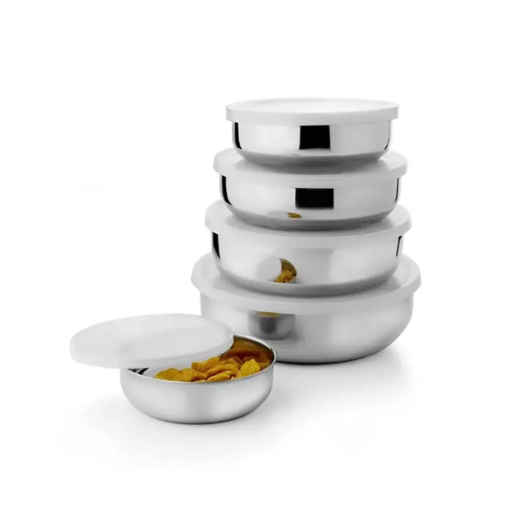 Classic Stainless Steel Kitchen Storage Containers With Lid Set Of 5