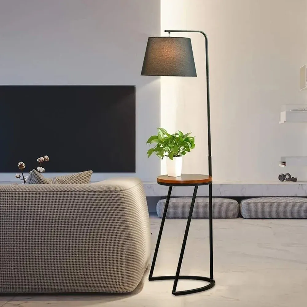 Classic Standing Lamp With Wooden Table