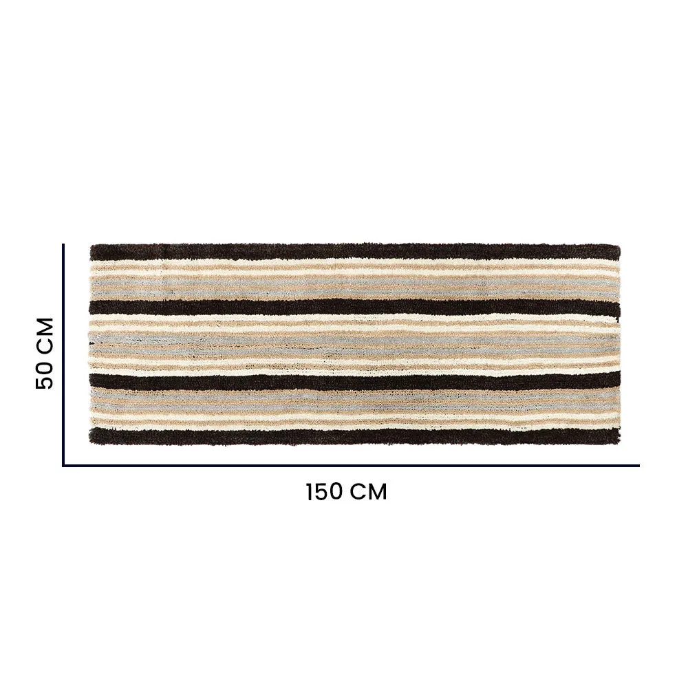 Classic Stripped Green & Black Quality Polyester Bedside Runner