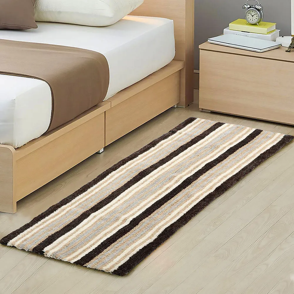 Classic Stripped Green & Black Quality Polyester Bedside Runner