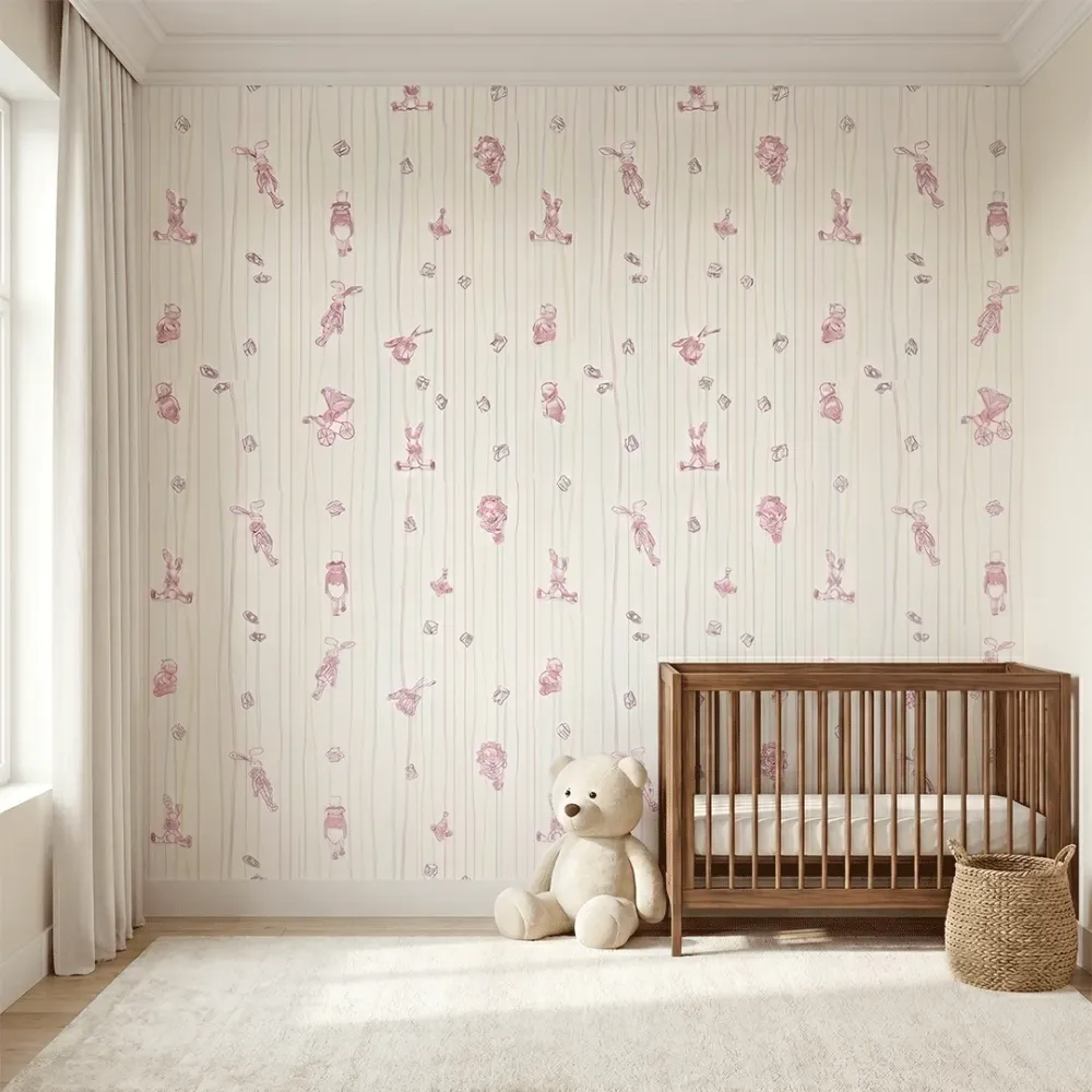 Vintage Toy Kids Wallpaper for Nursery & Baby Room