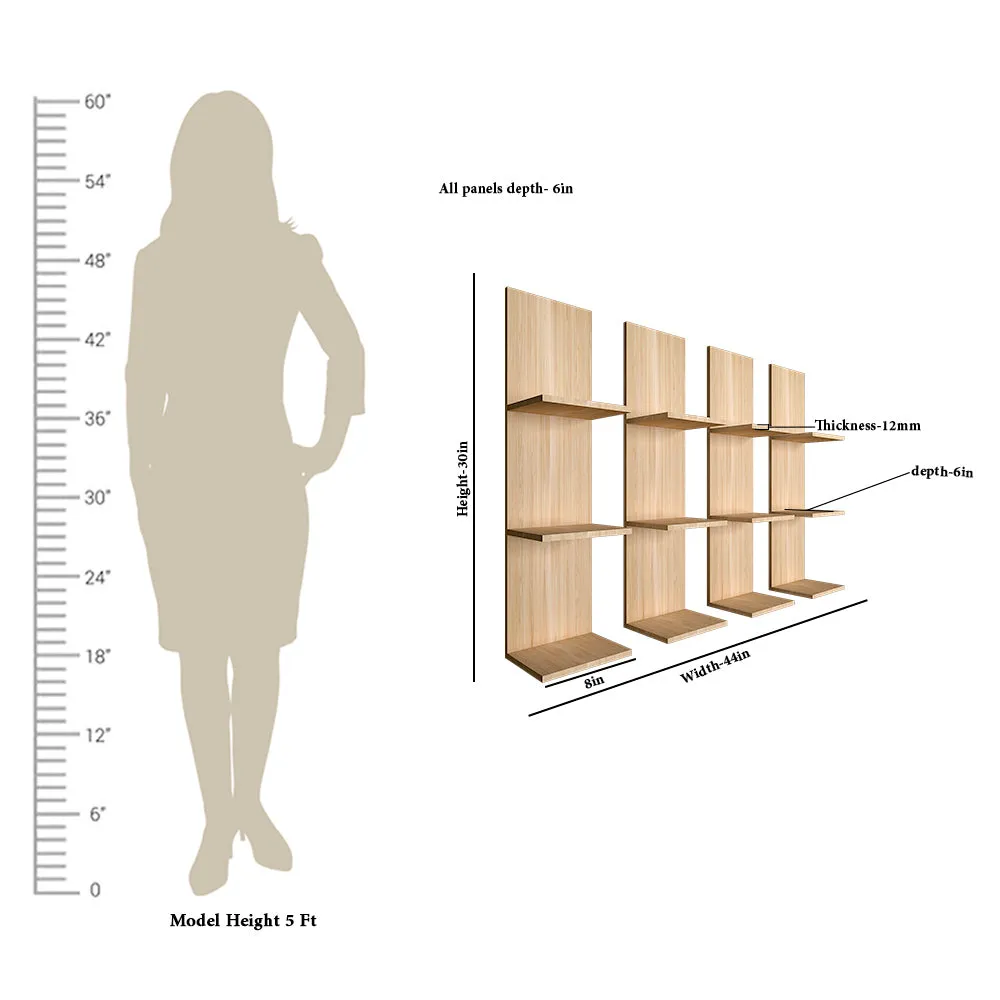 Classic Vertical Oak Finish Planter Shelves Set Of 4