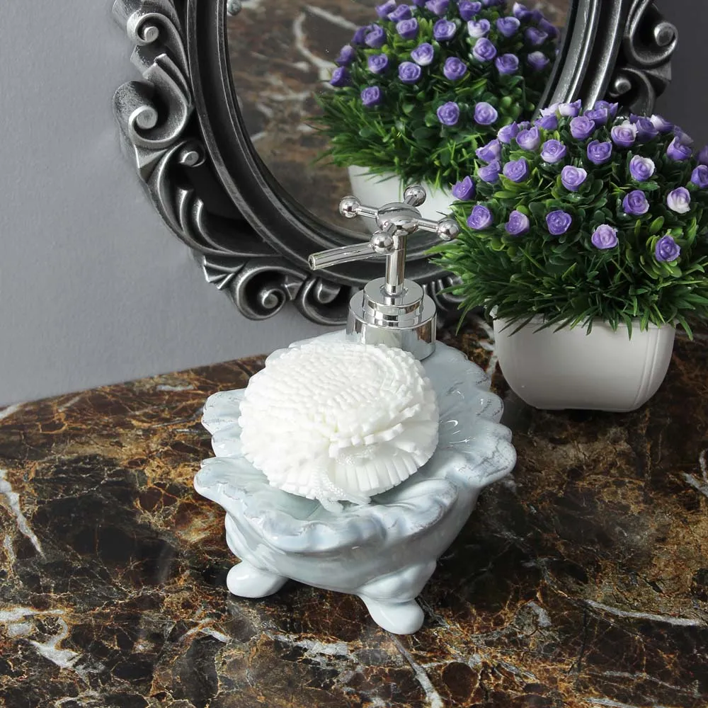 Classic Vintage Blue Designer Liquid Soap Dispenser With Sponge