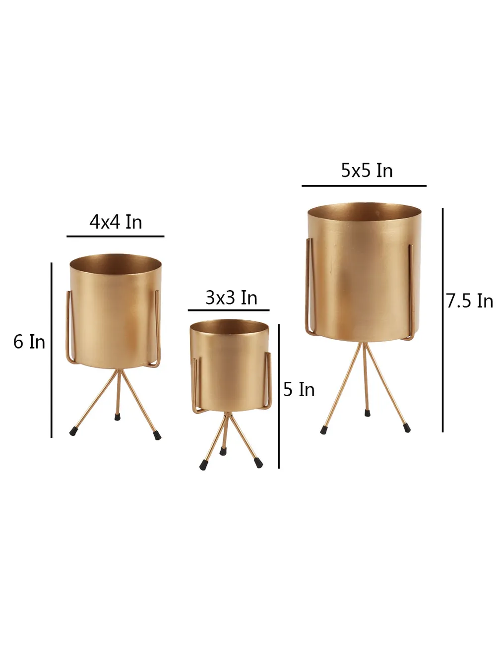 Classic Votive Shaped Metallic Planters Set Of 3