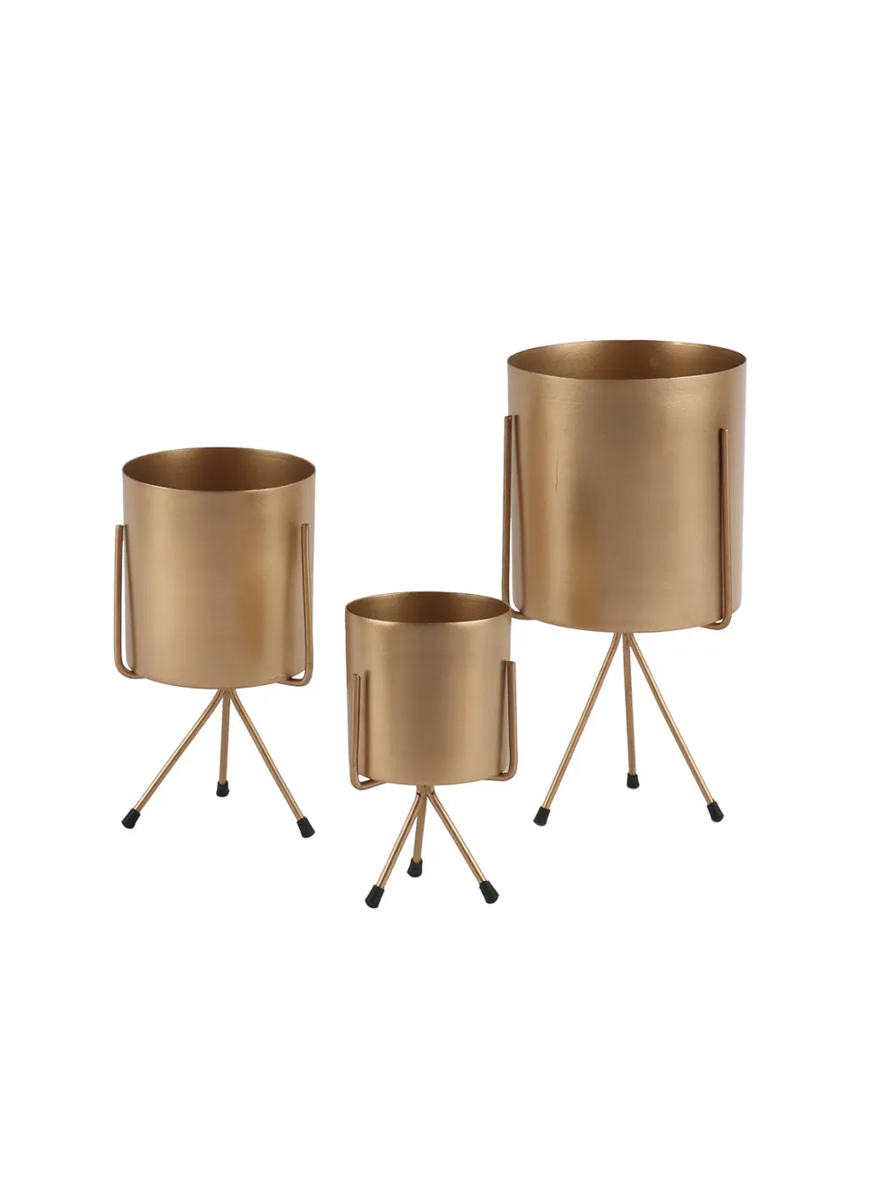Classic Votive Shaped Metallic Planters Set Of 3
