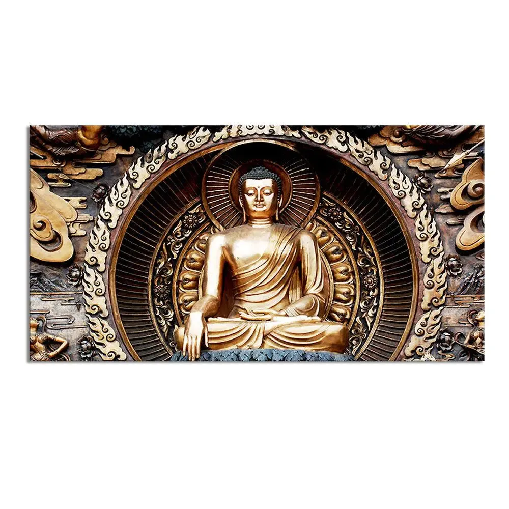 Classical Buddha Sculpture Spiritual Canvas Painting With Frame