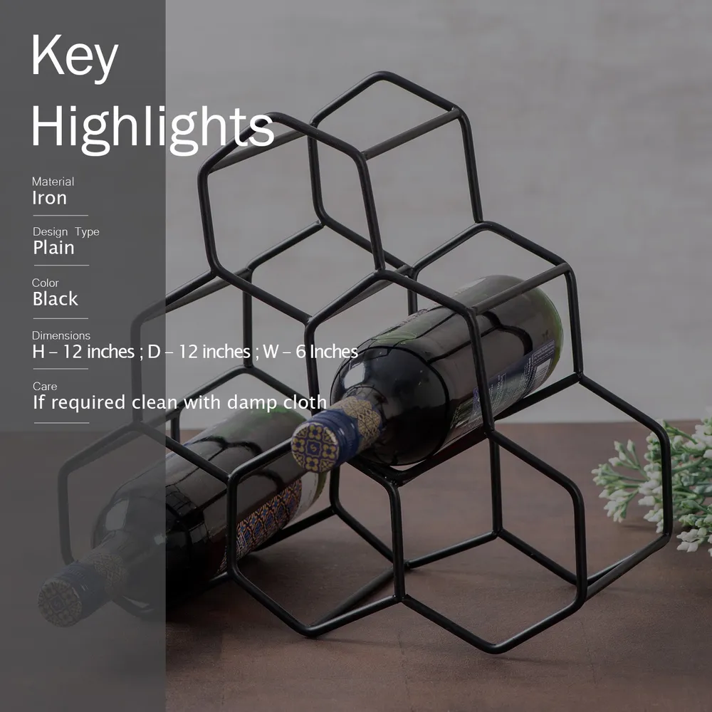 Classy Black Iron Wine Holder Rack