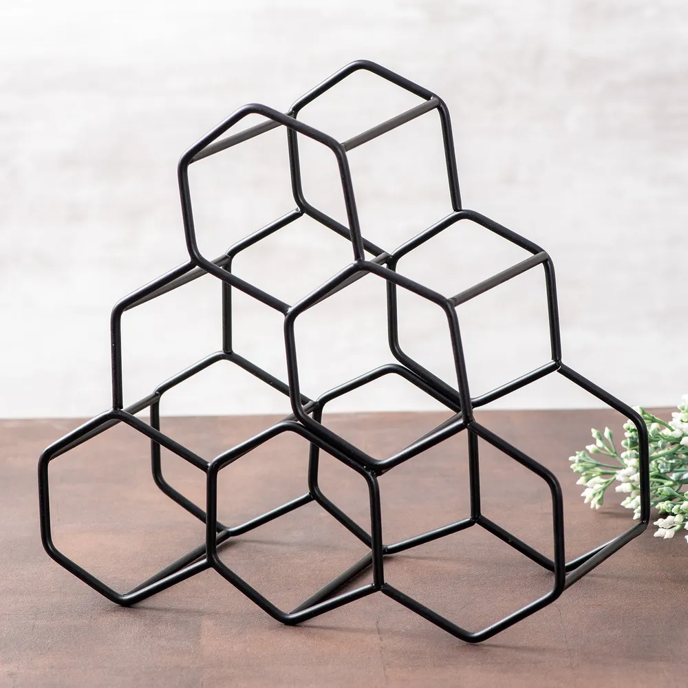 Classy Black Iron Wine Holder Rack