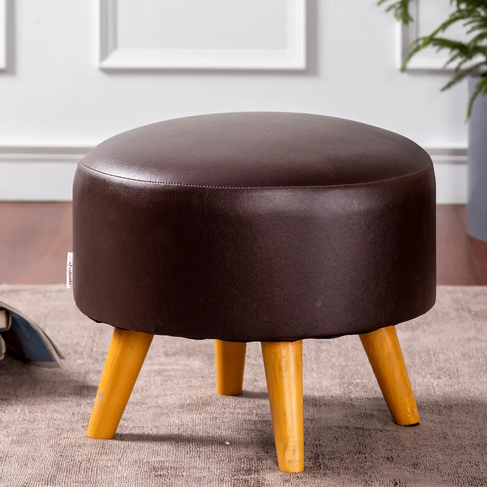 Classy Boho Print Woven Jacquard Colorful Cotton Upholstered Ottoman Wood Stool