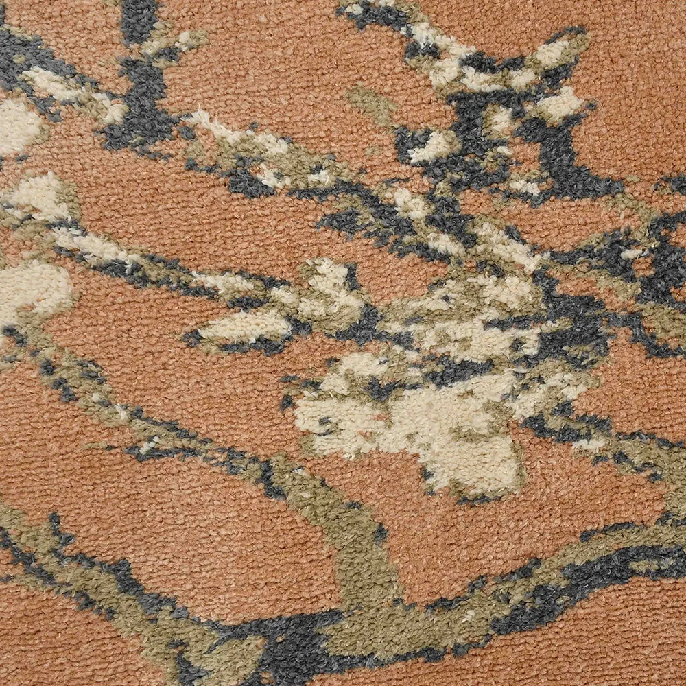 Classy Gold and Grey Floral Print Polyester Carpet 2X5