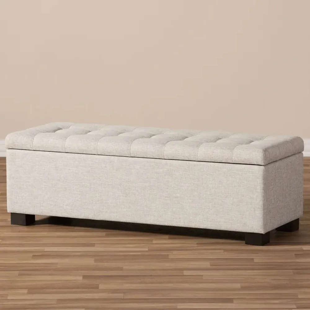 Classy Grey Resilient & Super Soft Luxurious Tufted Velvet Flip Top Storage Bench