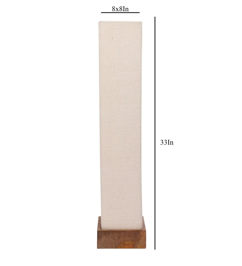 Classy Jute Square Natural Wood Floor Lamp White