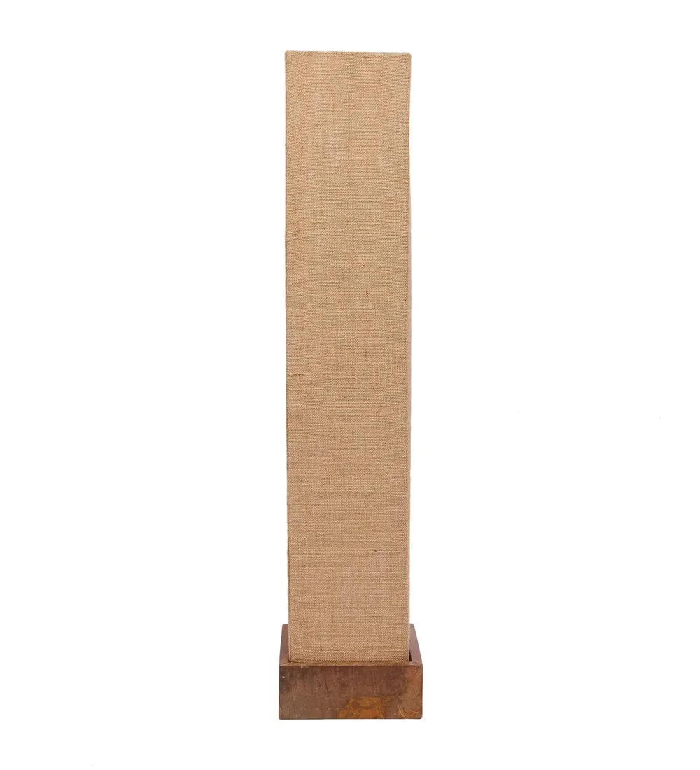 Classy Jute Square Natural Wood Floor Lamp White