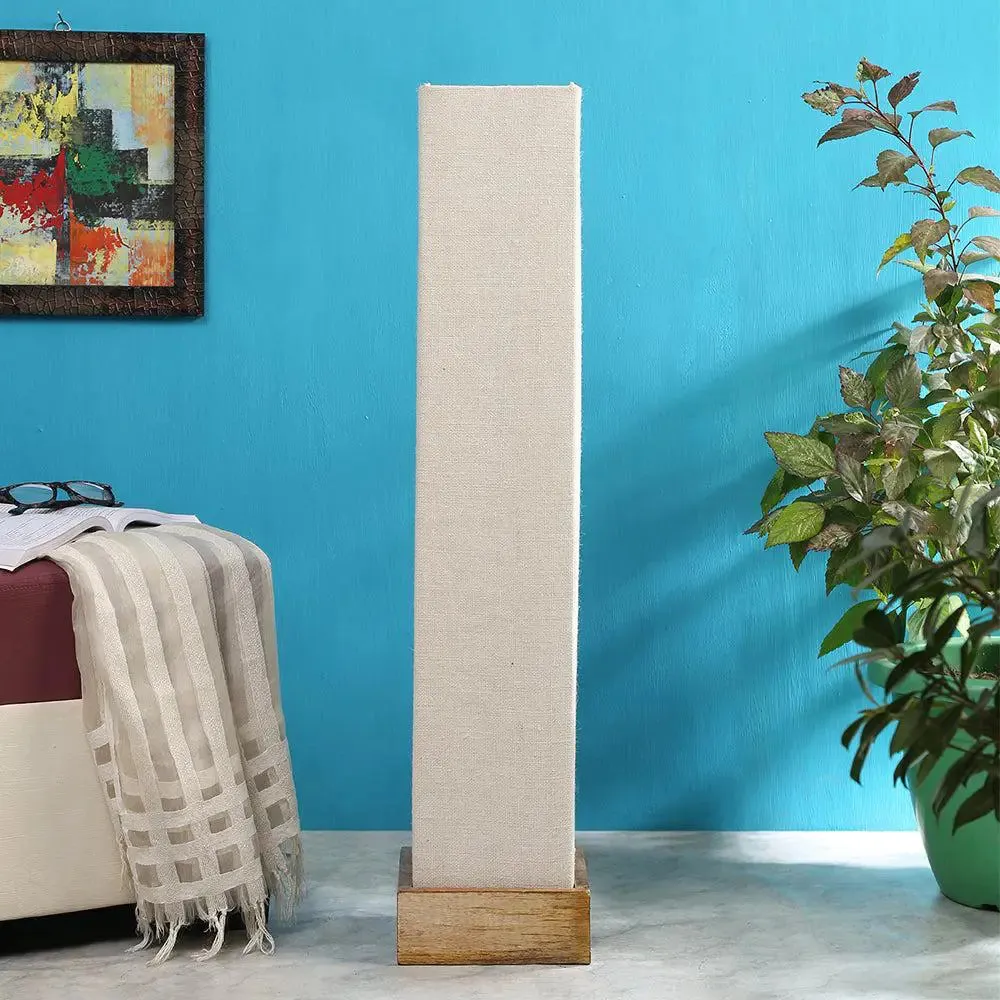 Classy Jute Square Natural Wood Floor Lamp White