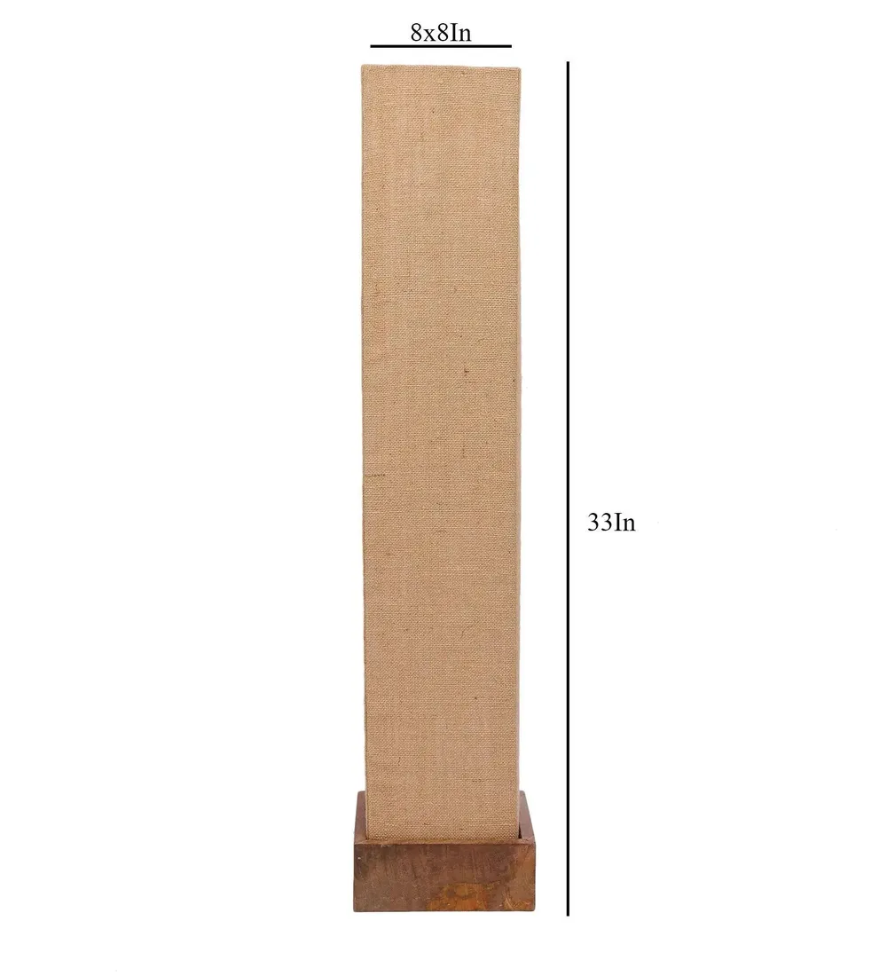 Classy Jute Square Natural Wood Floor Lamp White