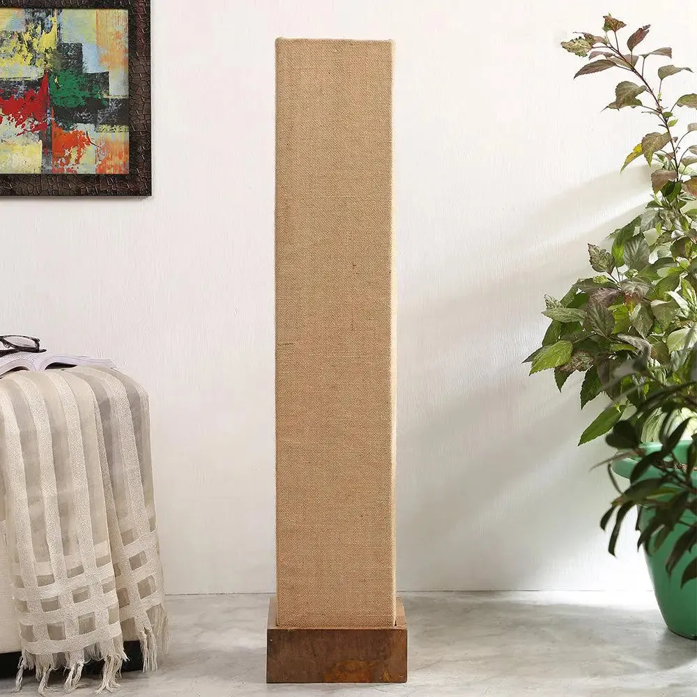 Classy Jute Square Natural Wood Floor Lamp White