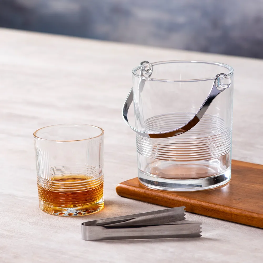Classy Scotch Ice Bucket With Tong and Glasses Set Of 6